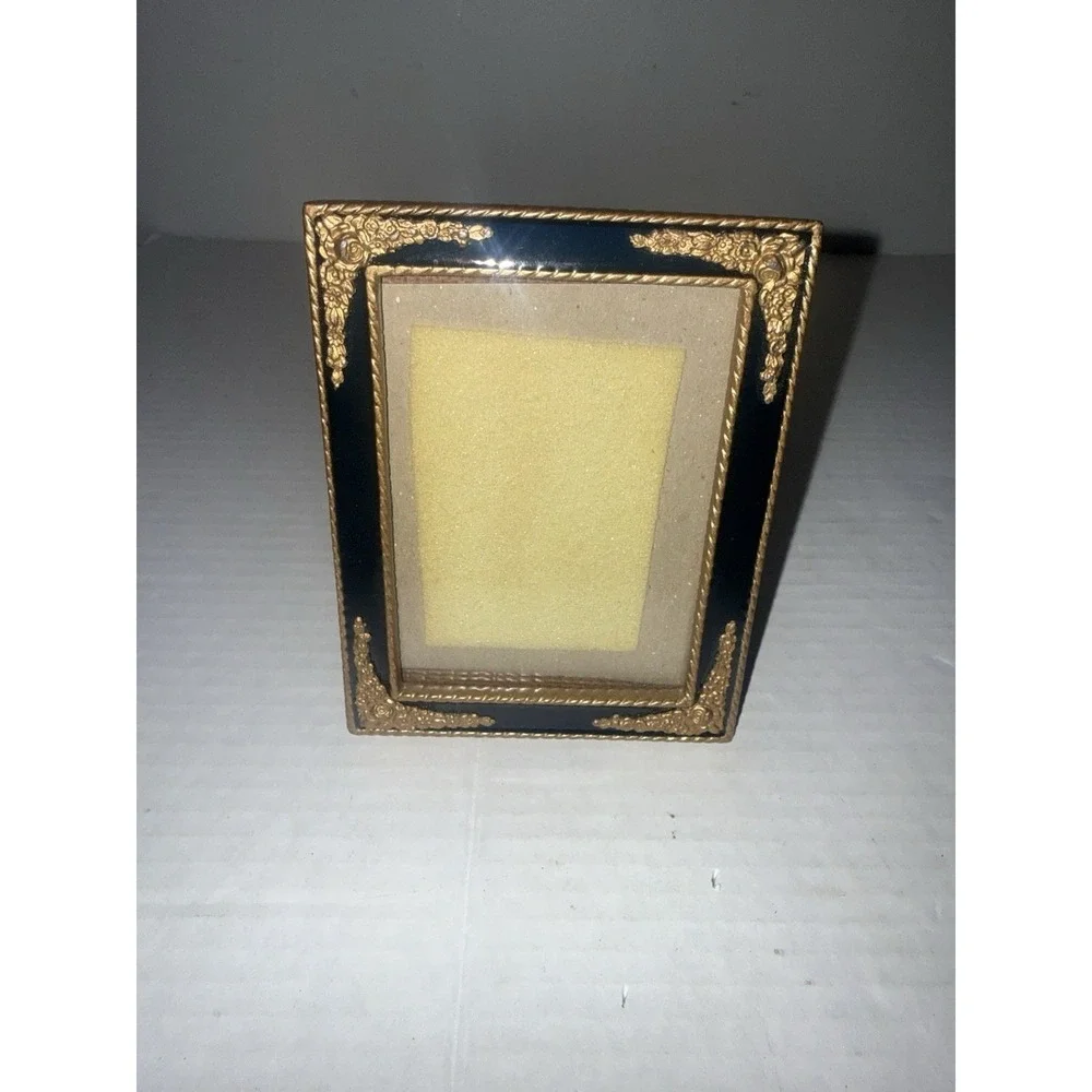 Vintage Black & Gold Baroque Style Ornate Picture Frame Mid-Century